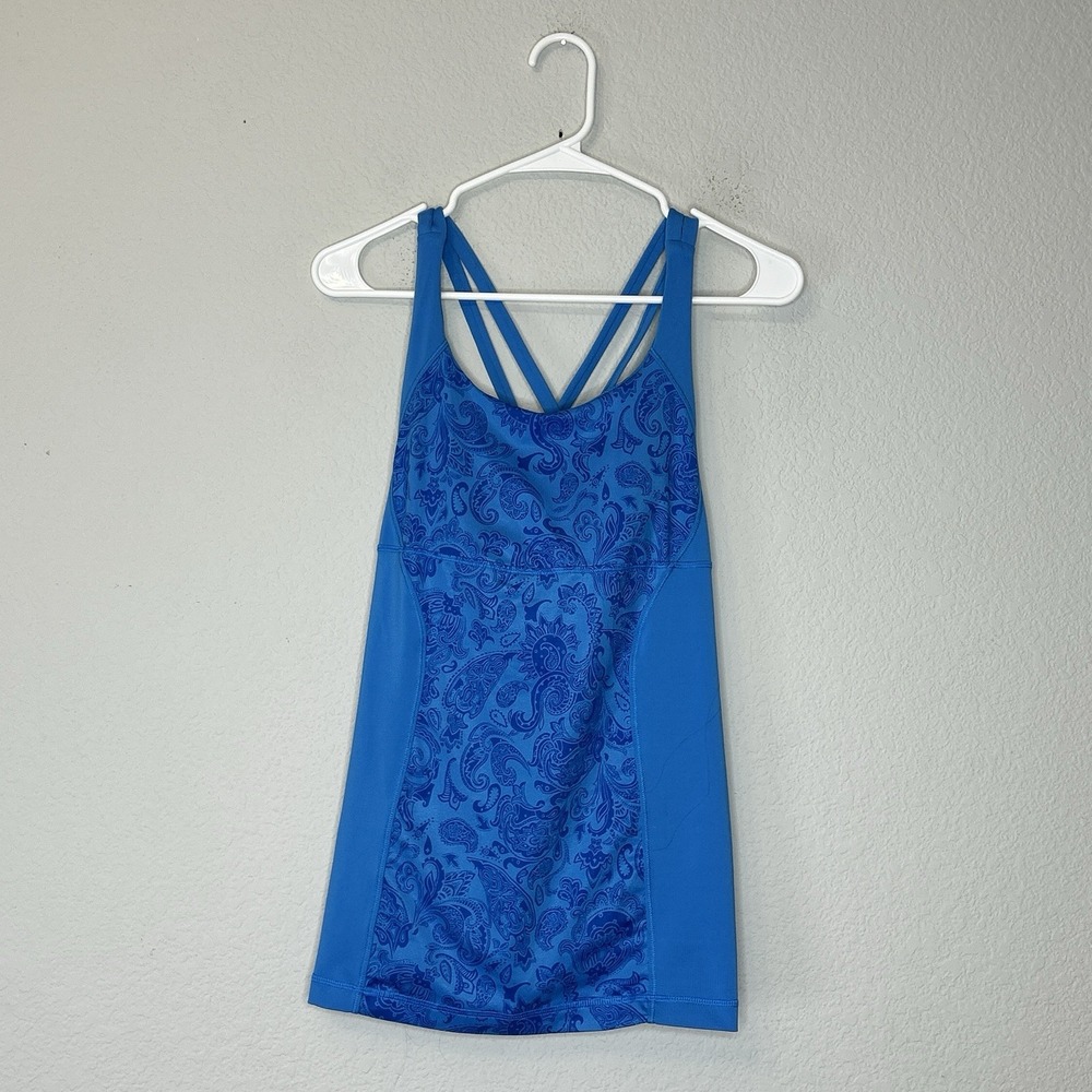 Lululemon Energy Tank Paisley Cornflower Blue Women's Size 6 Small Athletic